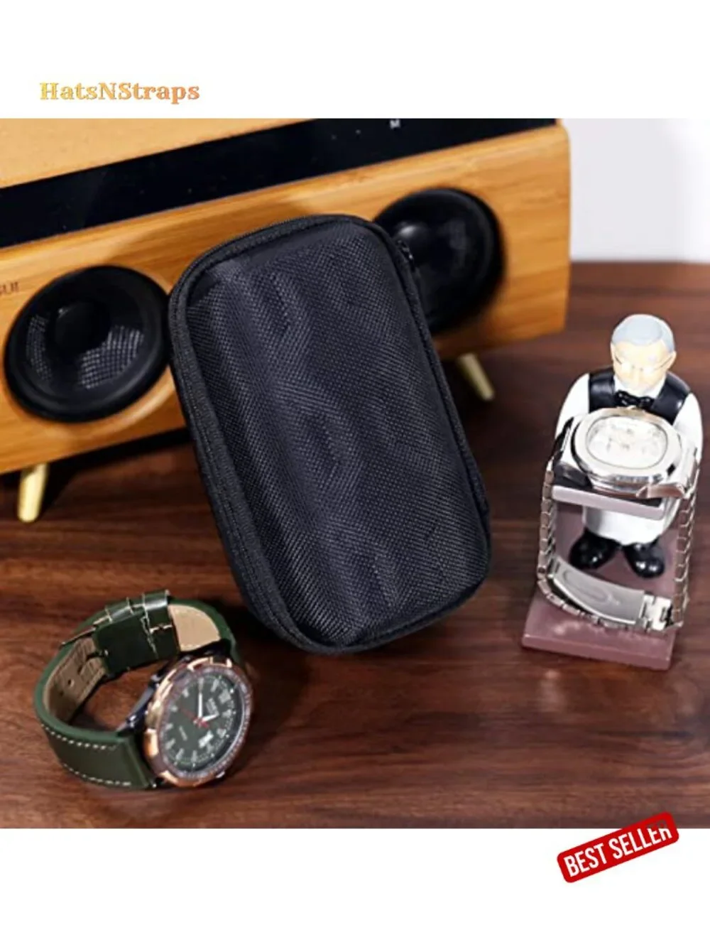 Portable 2 Slot Watch Travel Case with Velvet Interior